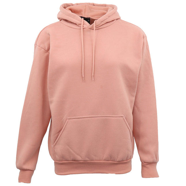 Adult Unisex Men's Basic Plain Hoodie Pullover Sweater Sweatshirt Jumper - Wash Pink