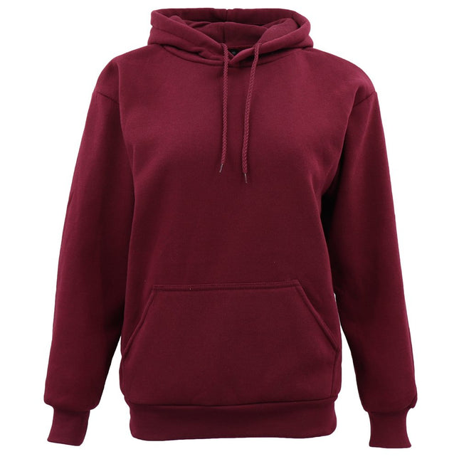 Adult Unisex Men's Basic Plain Hoodie Pullover Sweater Sweatshirt Jumper - Burgundy