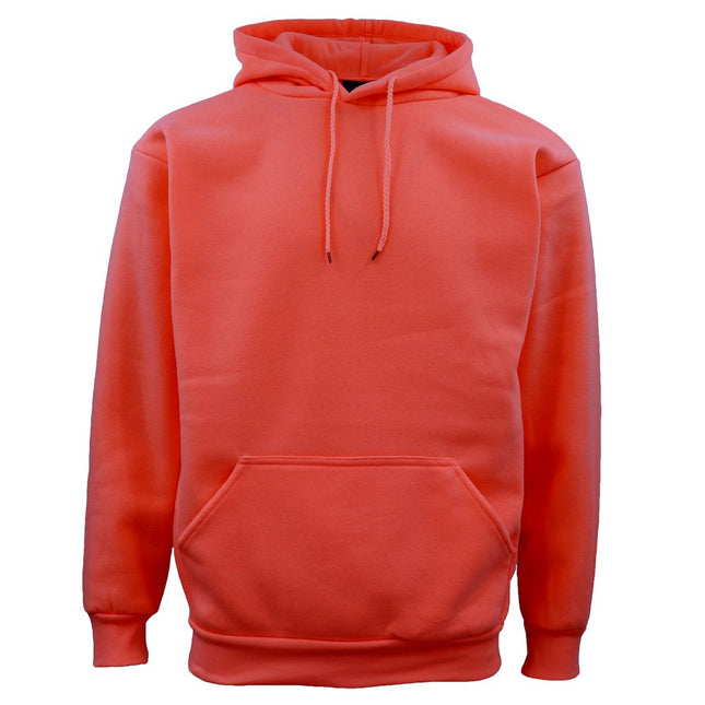 Adult Unisex Men's Basic Plain Hoodie Pullover Sweater Sweatshirt Jumper - Coral Pink