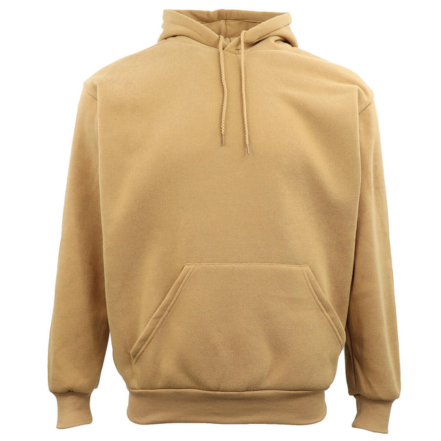 Adult Unisex Men's Basic Plain Hoodie Pullover Sweater Sweatshirt Jumper - Tan