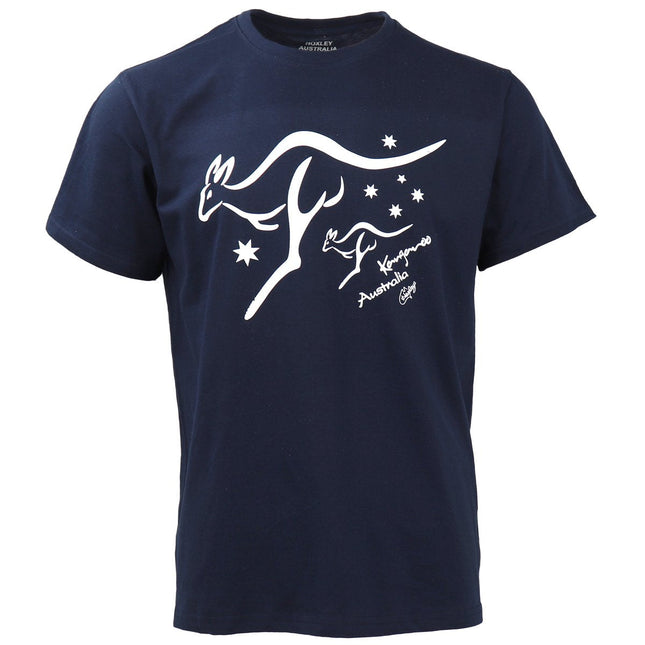 Adult Unisex Mens Womens Australian Day Kangaroo Aussie Souvenir Tee Top T Shirt - Navy