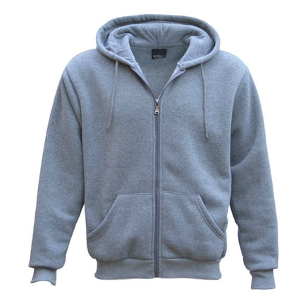 Adult Unisex Zip Plain Fleece Hoodie Hooded Jacket Mens Sweatshirt Jumper - Light Grey