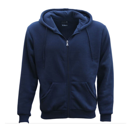 Adult Unisex Zip Plain Fleece Hoodie Hooded Jacket Mens Sweatshirt Jumper - Navy