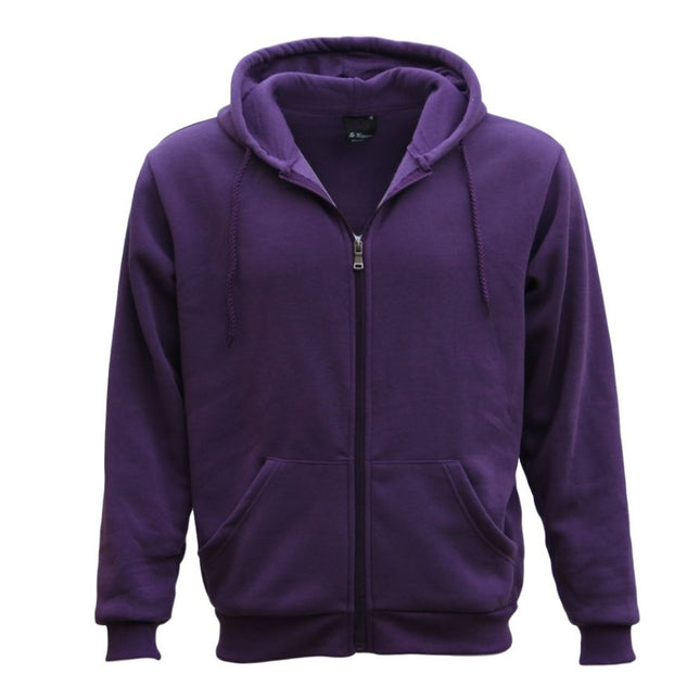 Adult Unisex Zip Plain Fleece Hoodie Hooded Jacket Mens Sweatshirt Jumper - Purple