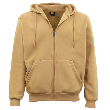 Adult Unisex Zip Plain Fleece Hoodie Hooded Jacket Mens Sweatshirt Jumper - Tan