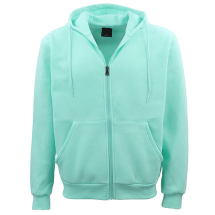 Adult Unisex Zip-Up Fleece Hoodie Sweatshirt - Mint