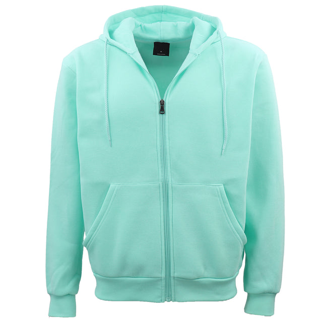 Adult Unisex Zip-Up Fleece Hoodie Sweatshirt - Mint