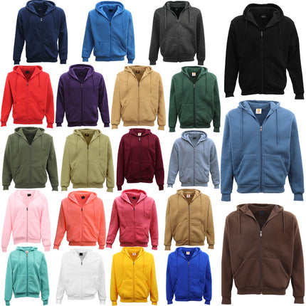 Adult Unisex Zip Plain Fleece Hoodie Hooded Jacket Mens Sweatshirt Jumper