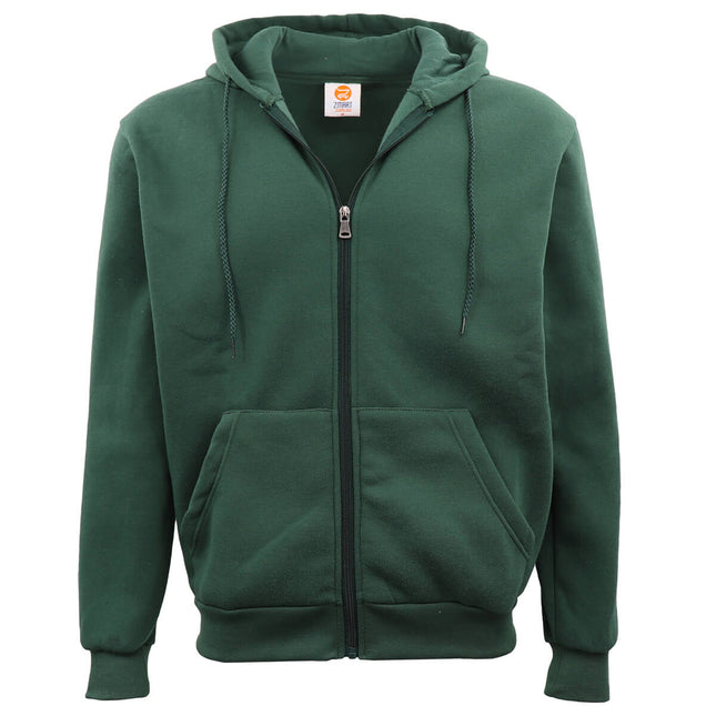 Adult Unisex Zip Plain Fleece Hoodie Hooded Jacket Mens Sweatshirt Jumper - Dark Green