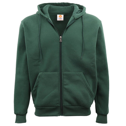 Adult Unisex Zip Plain Fleece Hoodie Hooded Jacket Mens Sweatshirt Jumper XS-6XL - Dark Green