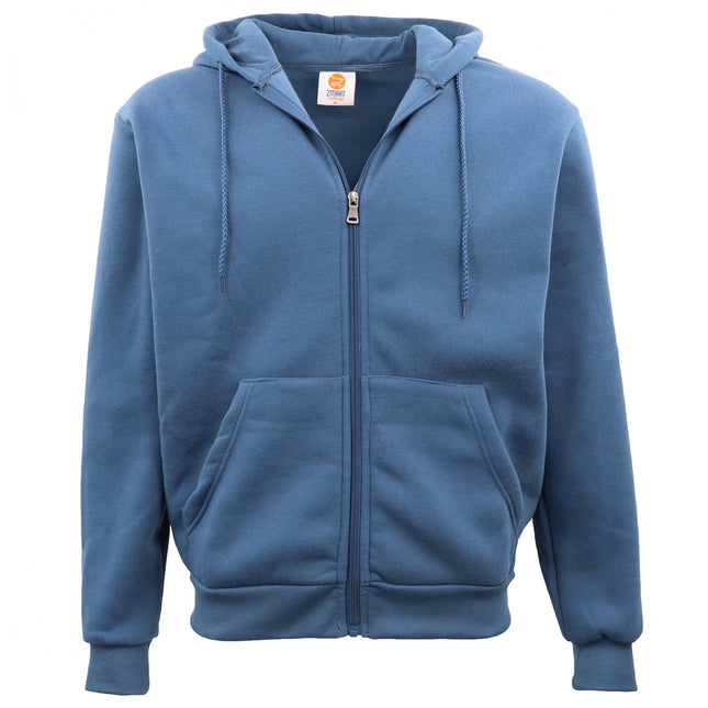 Adult Unisex Zip Plain Fleece Hoodie Hooded Jacket Mens Sweatshirt Jumper - Dusty Blue