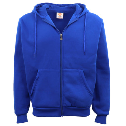 Adult Unisex Zip Plain Fleece Hoodie Hooded Jacket Mens Sweatshirt Jumper - Royal Blue