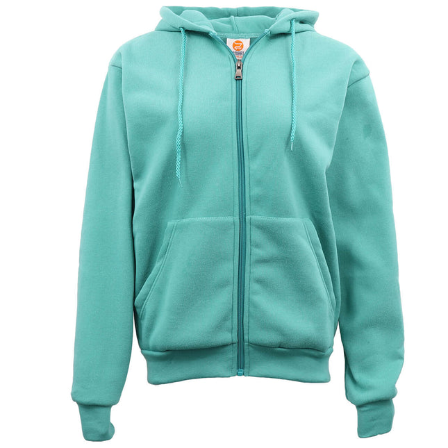 Adult Unisex Zip Plain Fleece Hoodie Hooded Jacket Mens Sweatshirt Jumper - Teal