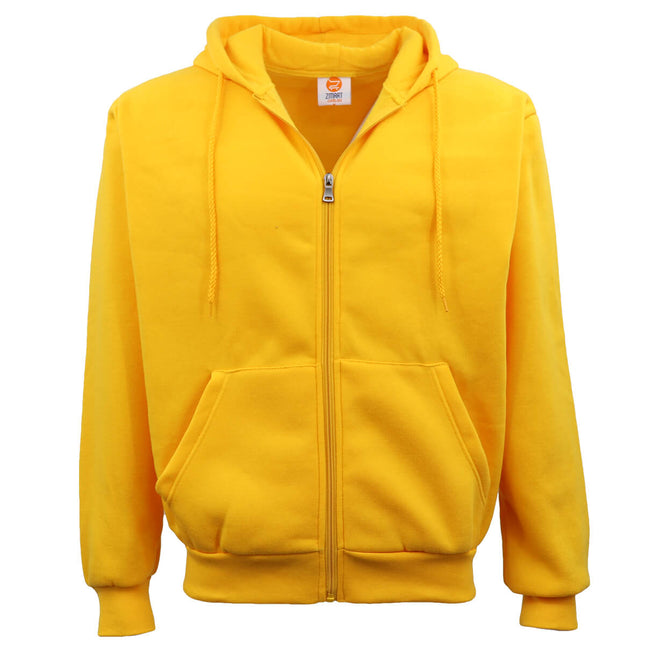 Adult Unisex Zip Plain Fleece Hoodie Hooded Jacket Mens Sweatshirt Jumper - Yellow