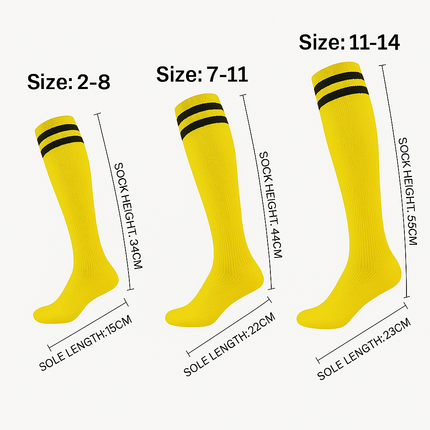 Blue Sports Knee High Socks with White Stripes - Mens Womens Breathable Athletic Socks for Football, Running, Gym