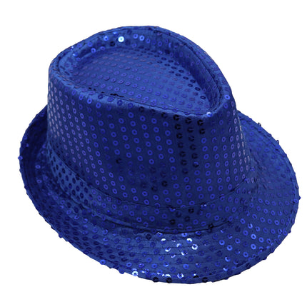 Adults Kids Unisex Sequin Fedora Hat Dance Cap Solid Jazz Party Glitter Costume