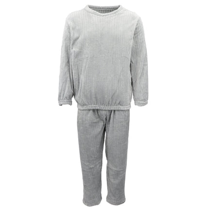 Adults Unisex 100% Flannel 2PCS Set Loungewear Long Pyjamas Sleepwear Nightie - Grey