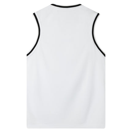 Adults Unisex Men's Plain Basketball Jersey Shirt Singlet Gym Sports Basic Tops - White