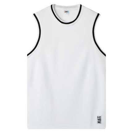 Adults Unisex Men's Plain Basketball Jersey Shirt Singlet Gym Sports Basic Tops - White