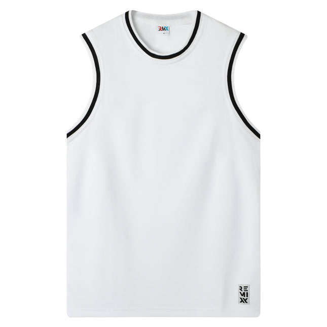 Adults Unisex Men's Plain Basketball Jersey Shirt Singlet Gym Sports Basic Tops - White