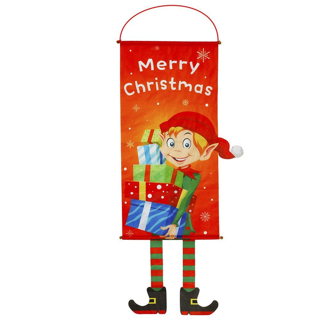 Christmas Hanging Banner Flag Door Window Decor Santa Reindeer Snowman Ornaments - Zmart Australia