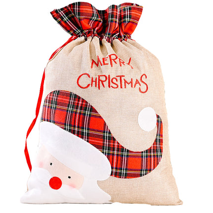 Christmas Hessian Santa Sack Canvas Xmas Reindeer Stocking Candy Kids Gift Bag