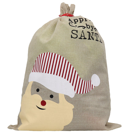 Christmas Large Canvas Hessian Santa Sack Xmas Stocking Reindeer Kids Gift Bag