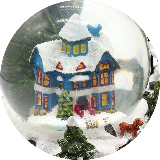 Christmas Musical Santa House Train Rotating Snow Globe Water Crystal Xmas Ball - Zmart Australia