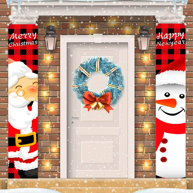 Christmas Santa Snowman Door Banners Window Hanging Flag Couplets Party Decor - Zmart Australia