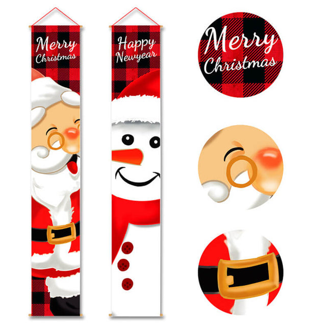 Christmas Santa Snowman Door Banners Window Hanging Flag Couplets Party Decor - Zmart Australia