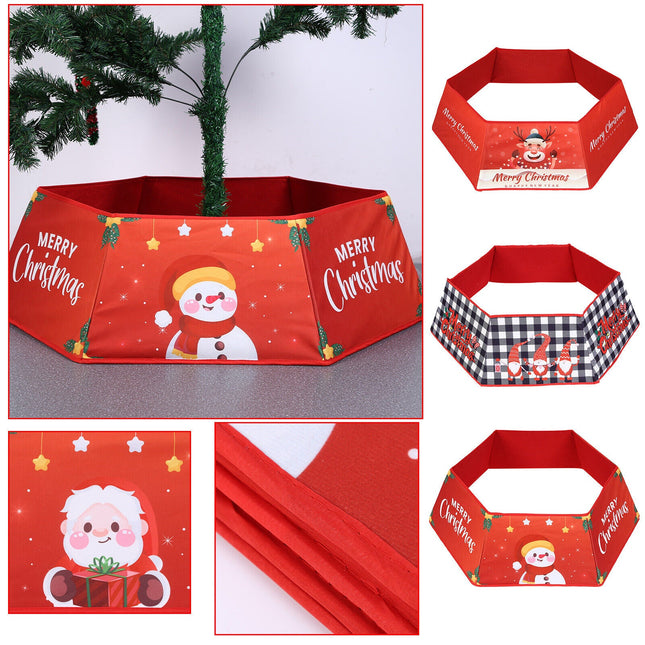 Christmas Tree Base Collar Skirt Cover Cartoon Santa Snowflakes Home Party Decor - Zmart Australia