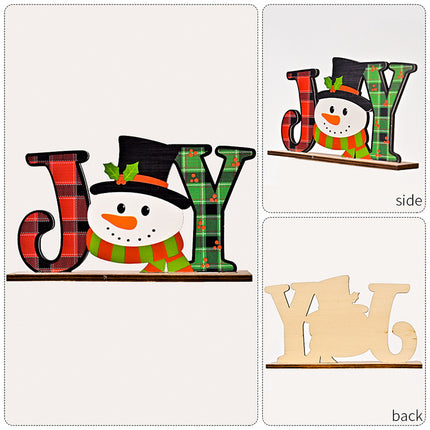 Christmas Wooden Stand Sign Plaque Plaid Santa Gift Home Ornament Xmas D???cor