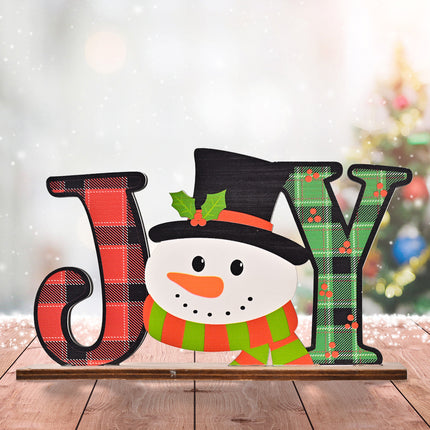 Christmas Wooden Stand Sign Plaque Plaid Santa Gift Home Ornament Xmas D???cor