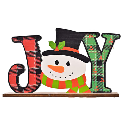 Christmas Wooden Stand Sign Plaque Plaid Santa Gift Home Ornament Xmas D???cor