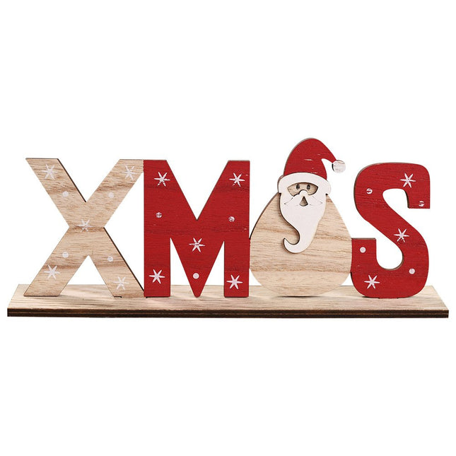 Christmas Wooden Table Stand Sign Plaque Ornament Santa Snowman Party Xmas Decor - Zmart Australia