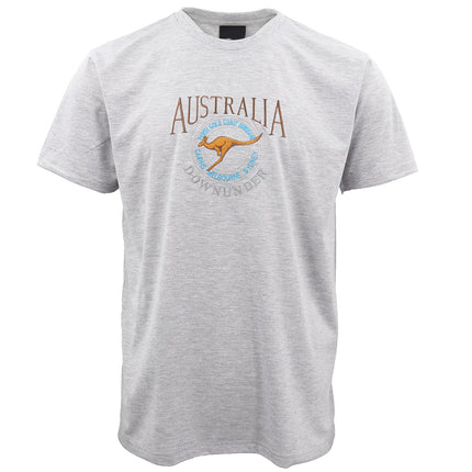 100% Cotton Unisex Embroidered Australian Kangaroo T Shirt Souvenir Top Tee Gift - Grey