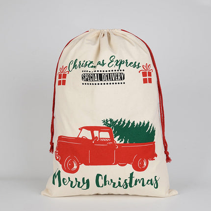 50x70cm Canvas Hessian Christmas Santa Sack Xmas Stocking Reindeer Kids Gift Bag - Zmart Australia