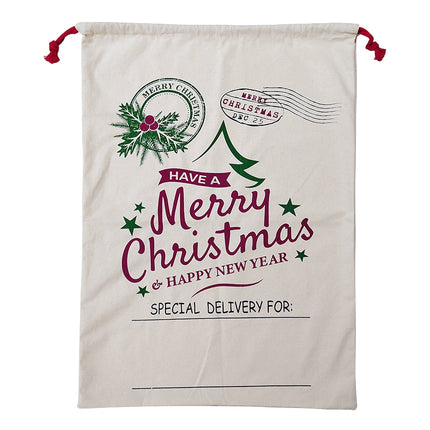 50x70cm Canvas Hessian Christmas Santa Sack Xmas Stocking Reindeer Kids Gift Bag - Zmart Australia