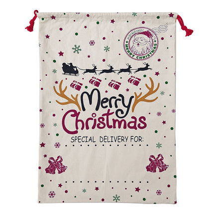 50x70cm Canvas Hessian Christmas Santa Sack Xmas Stocking Reindeer Kids Gift Bag - Zmart Australia