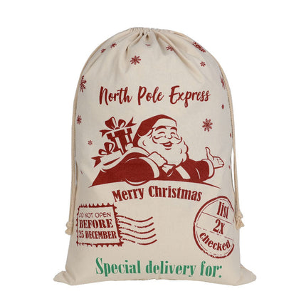 50x70cm Canvas Hessian Christmas Santa Sack Xmas Stocking Reindeer Kids Gift Bag - Zmart Australia