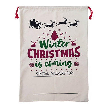 50x70cm Canvas Hessian Christmas Santa Sack Xmas Stocking Reindeer Kids Gift Bag - Zmart Australia