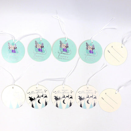 10x Christmas Hanging Gift Tags w String Xmas Paper Labels Home Party Decoration - Zmart Australia