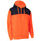 HI VIS Hooded Safety Jacket Hoodie Full Zip Tradie Workwear Fleece Lined Jumper - Fluro Orange / Navy