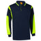 HI VIS Long Sleeve Workwear Polo Shirt Cool Dry Reflective Safety w Chest Pocket - Navy / Yellow