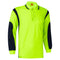 HI VIS Long Sleeve Workwear Polo Shirt Cool Dry Reflective Safety w Chest Pocket - Fluro Yellow / Navy