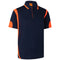 HI VIS Polo Shirts Short Sleeve Work Tops Tee Tradie Safety Workwear Reflective - Navy / Orange