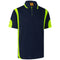 HI VIS Polo Shirts Short Sleeve Work Tops Tee Tradie Safety Workwear Reflective - Navy / Yellow