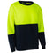 Hi Vis Reflective Pullover Jumper Fleece Sweatshirt Crew Neck Safety Workwear - Fluro Yellow / Navy