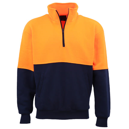 hi-vis-safety-fleecy-half-zip-pullover-jumper-jacket-sweater-shirts-workwear