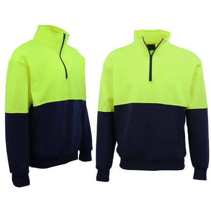 hi-vis-safety-fleecy-half-zip-pullover-jumper-jacket-sweater-shirts-workwear